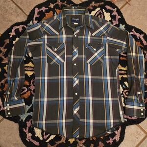 🔥🔥 Vintage Wrangler Men's Multicolor Plaid Button-Down Shirt🔥🔥 Size M